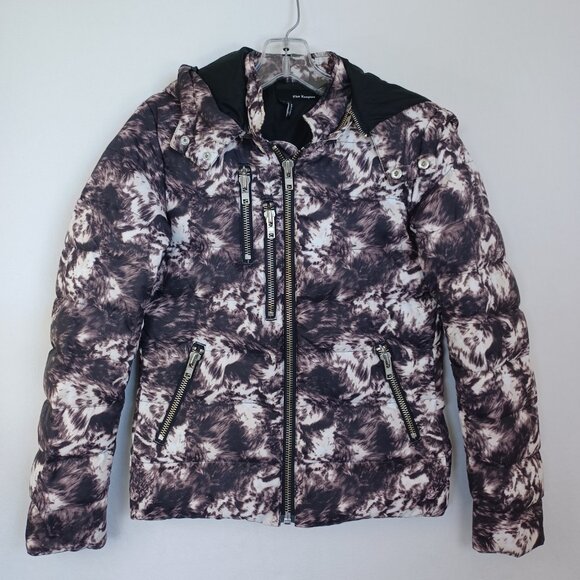 The Kooples Down Puffef Jacket Black White Winter Ski Coat Womens X Small - Picture 2 of 12